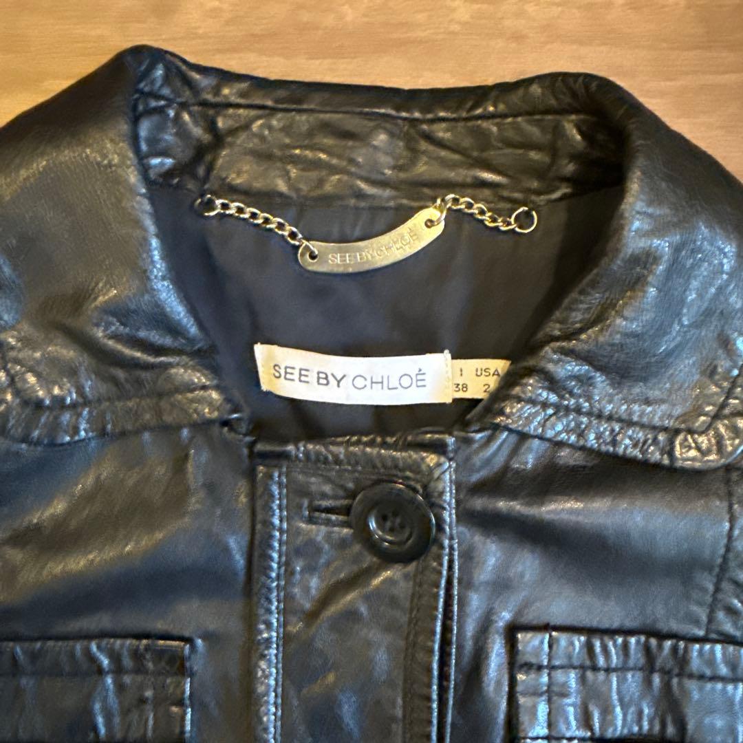 SEE BY CHLOÉ ブラックレザージャケット 38