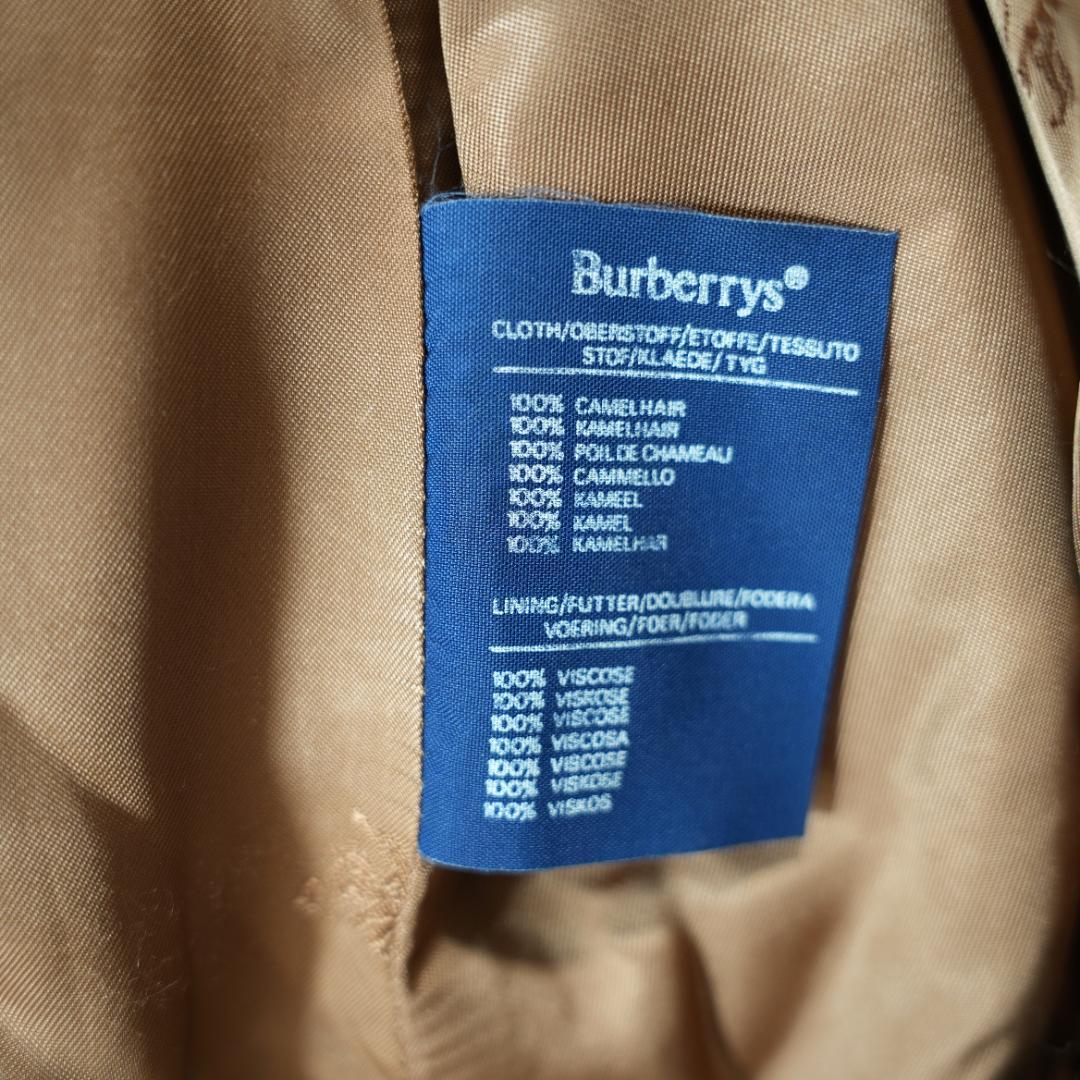 【美品】BURBERRY　キャメルヘアー100%ベルテッドロングコート　L相当