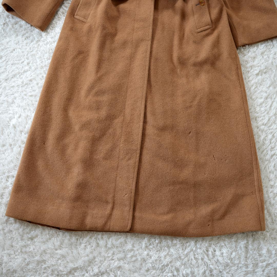 【美品】BURBERRY　キャメルヘアー100%ベルテッドロングコート　L相当
