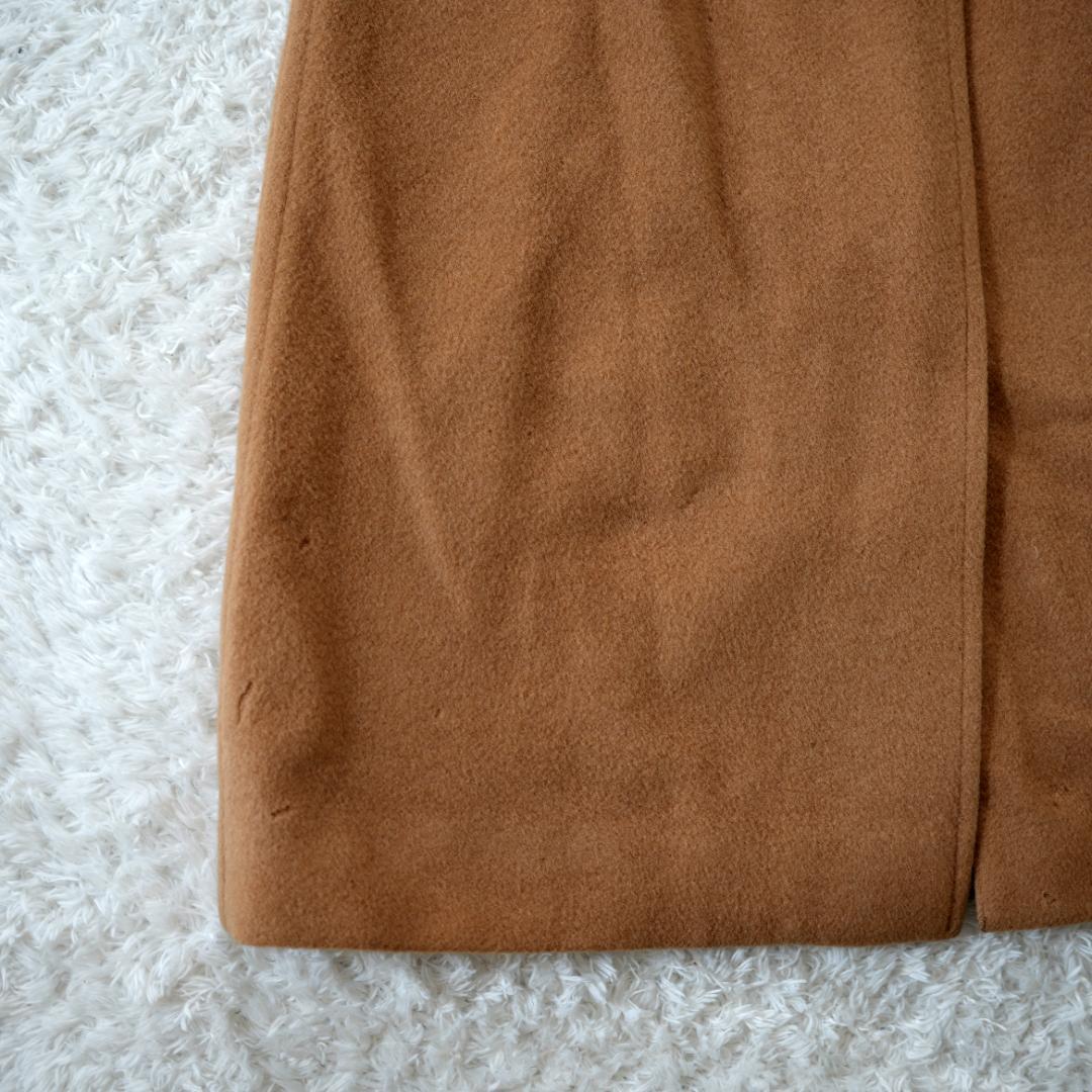 【美品】BURBERRY　キャメルヘアー100%ベルテッドロングコート　L相当