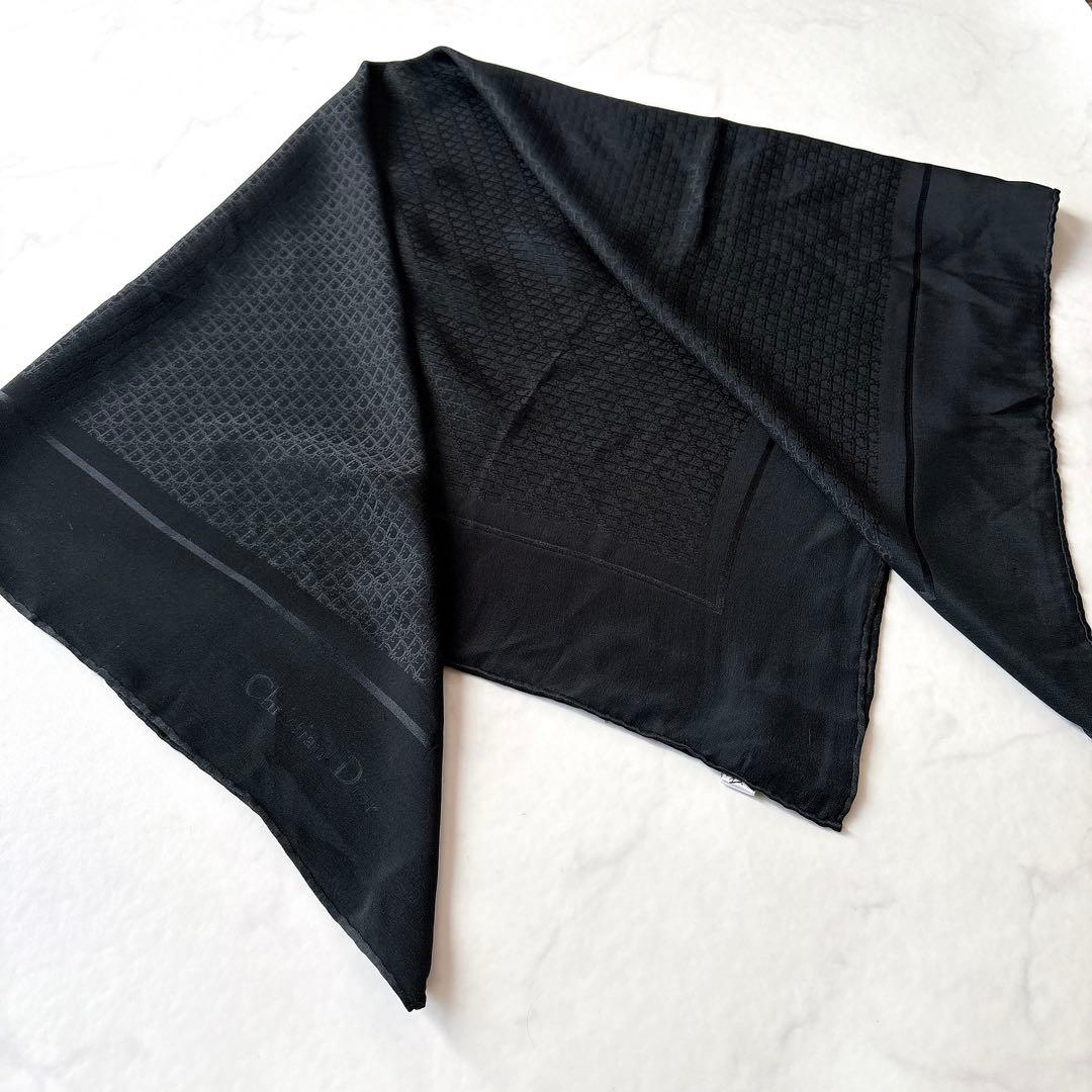 トロッター総柄 シルク スカーフ ブラック シフォン