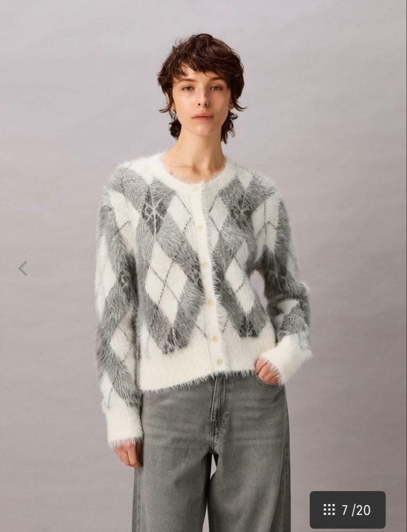 美品   アーガイルセーター シャギーニット