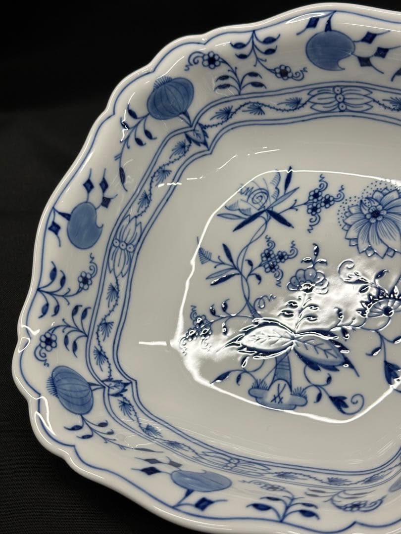 【美品】meissen マイセン　ブルーオニオン　スクエア　23cm ボウル
