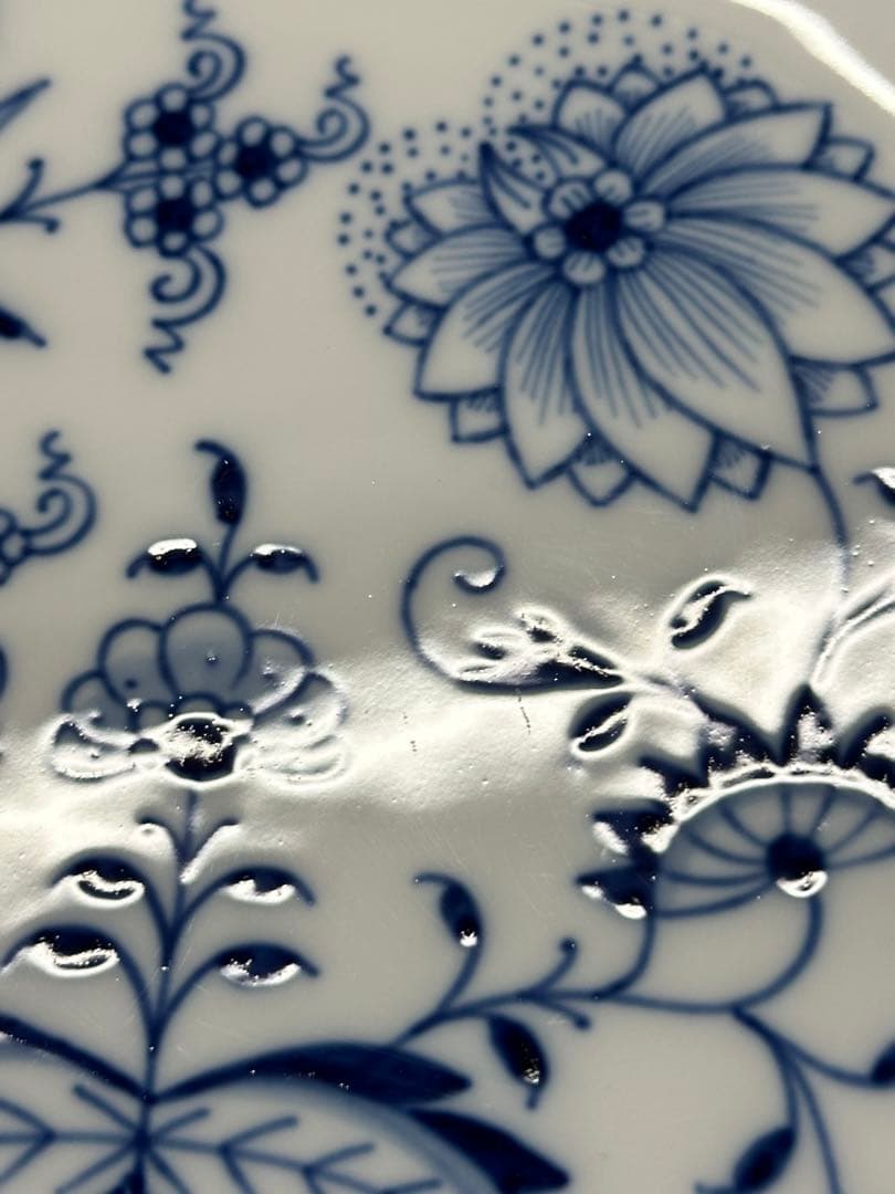 【美品】meissen マイセン　ブルーオニオン　スクエア　23cm ボウル