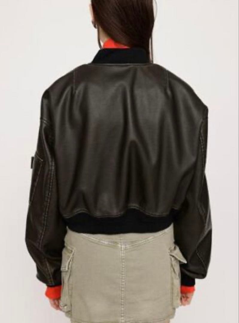 SLY スライ VINTAGE F/LEATHER CROP ブルゾン レザー