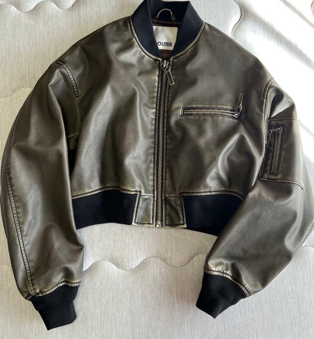 SLY スライ VINTAGE F/LEATHER CROP ブルゾン レザー