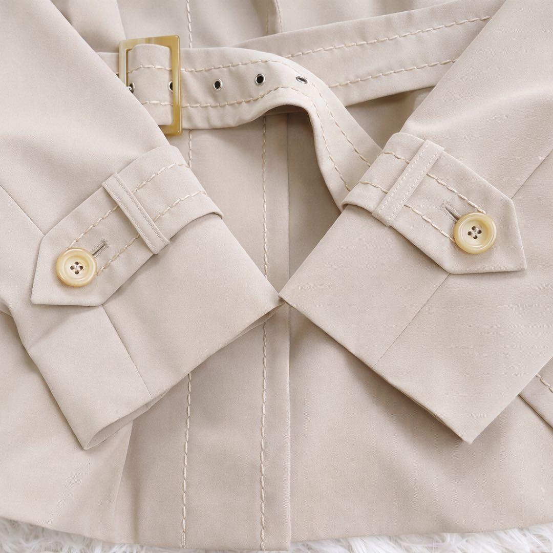 【美品】MaxMara イタリア製 銀タグ　ショート　トレンチコート 42