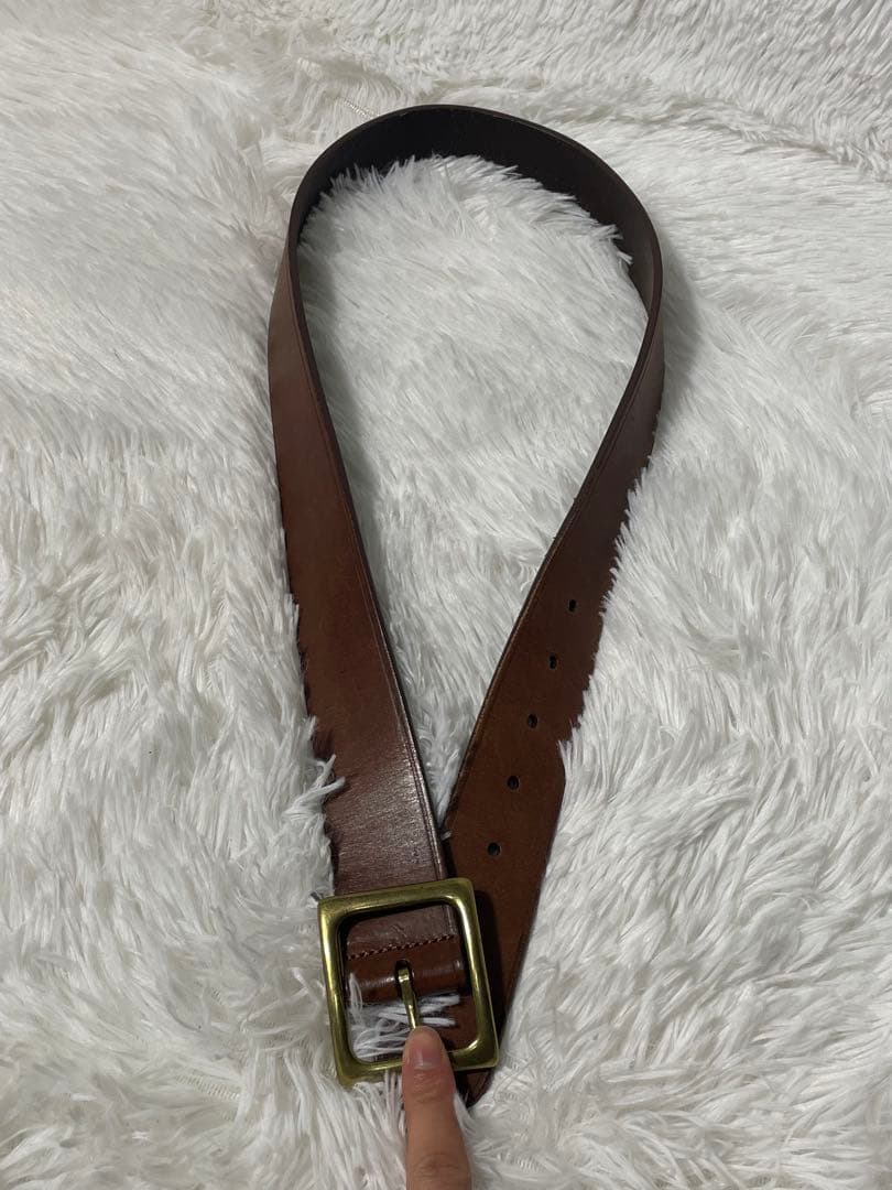 美品　Ralph Lauren 本革 レザーベルト ブラウン ゴールドバックル