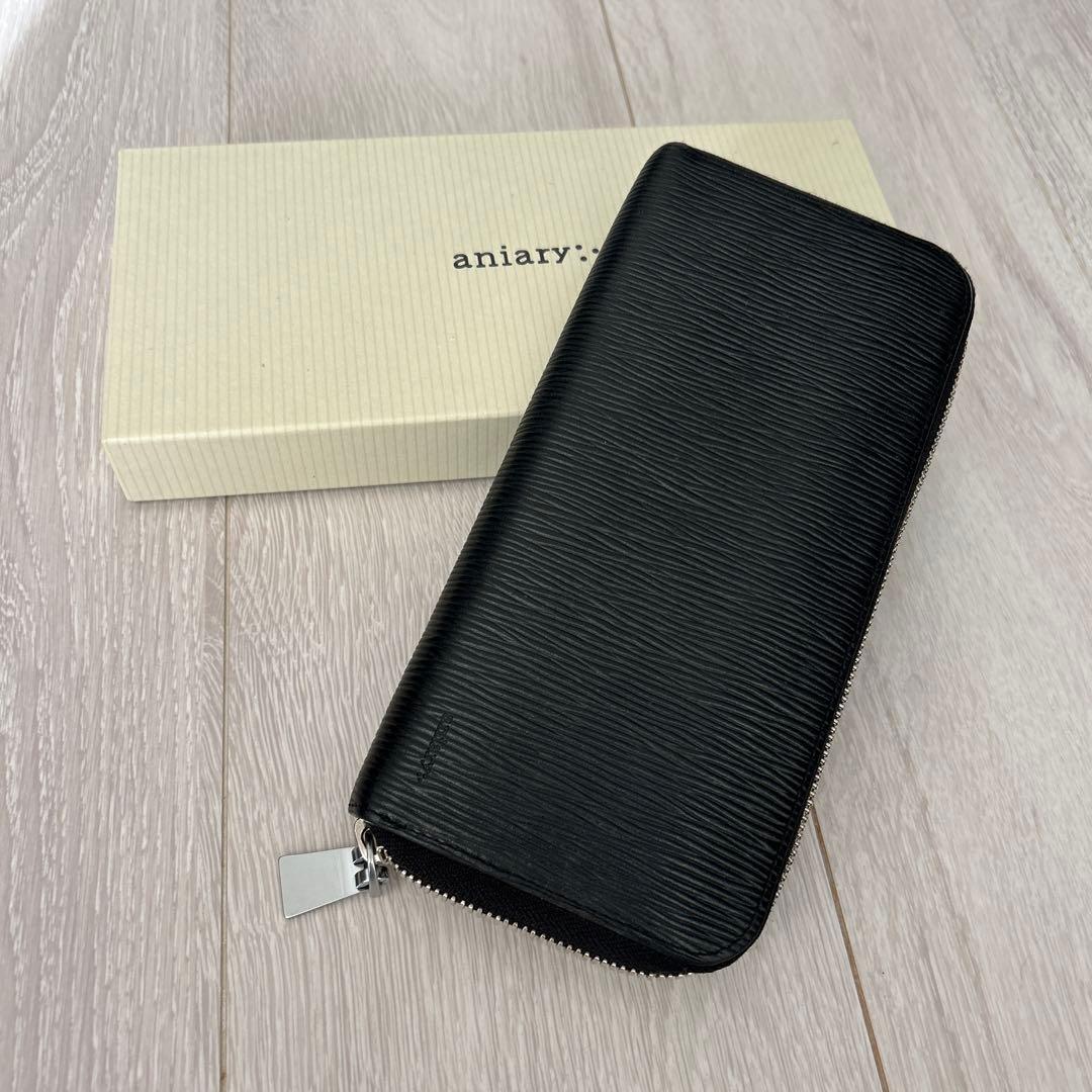 aniary ブラック レザー 長財布