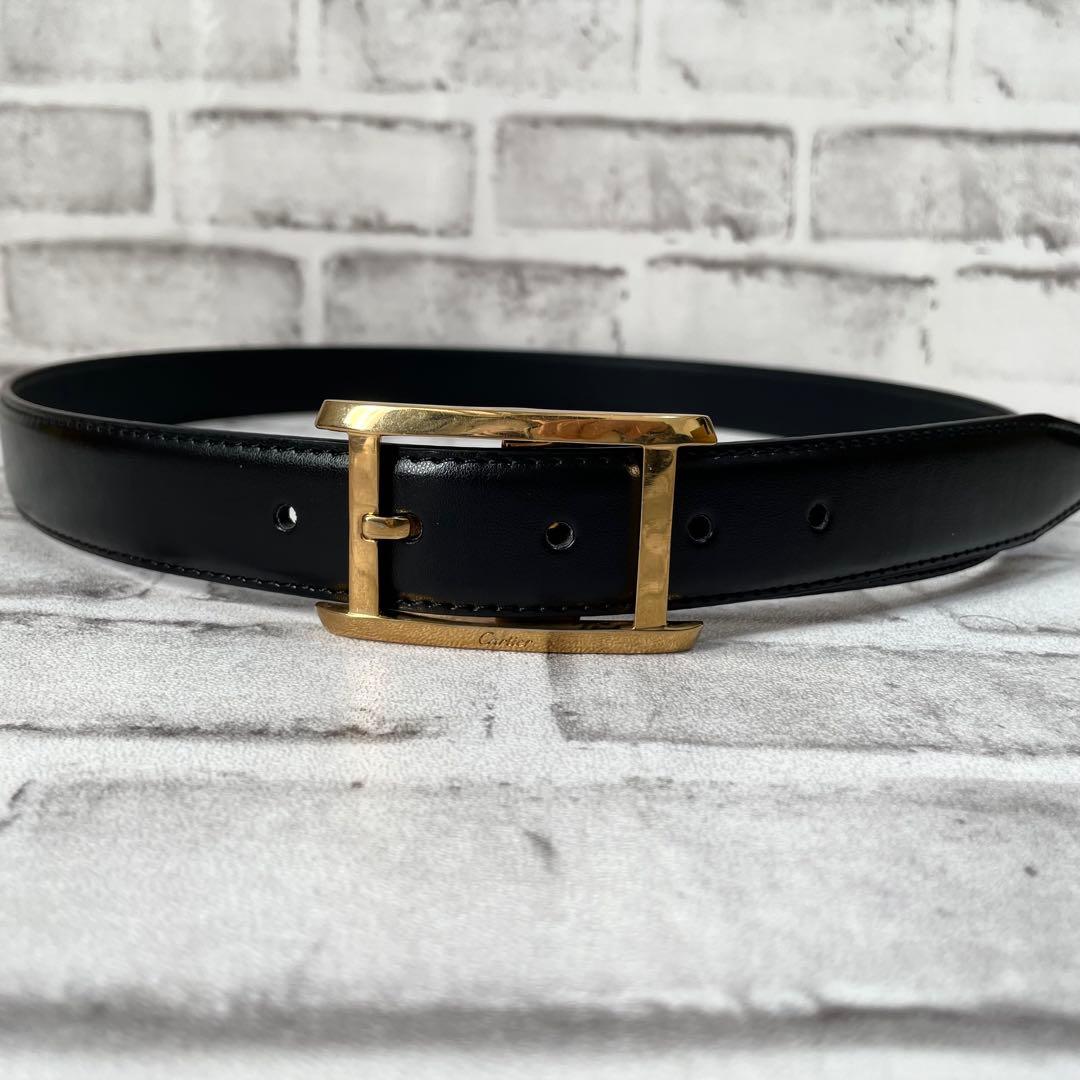 極美品✨カルティエ　ベルト　タンクドゥ　アルディロン　ゴールド金具　黒