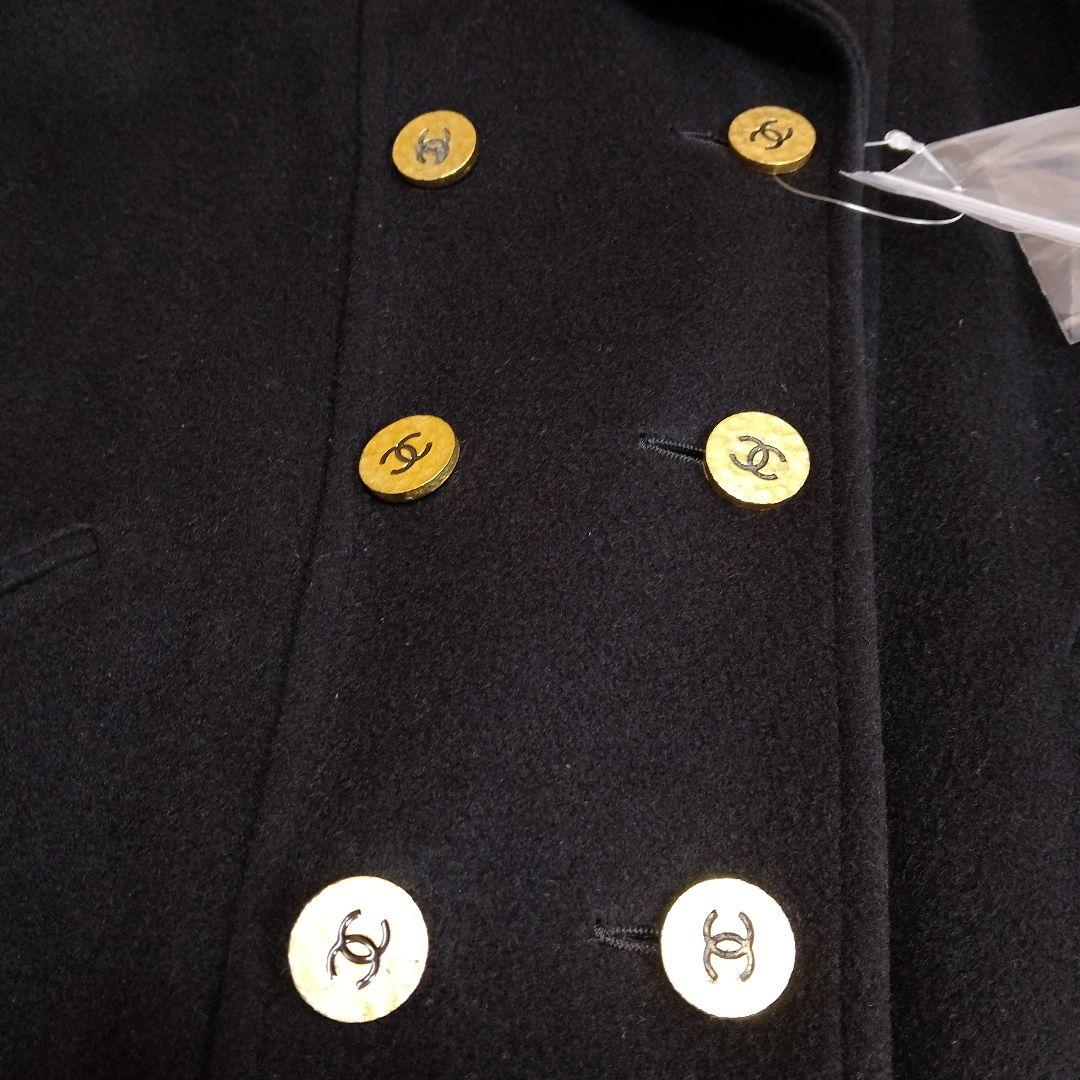シャネル ロングコートカシミヤ100 金ボタン ダブルブレスト Aライン A94