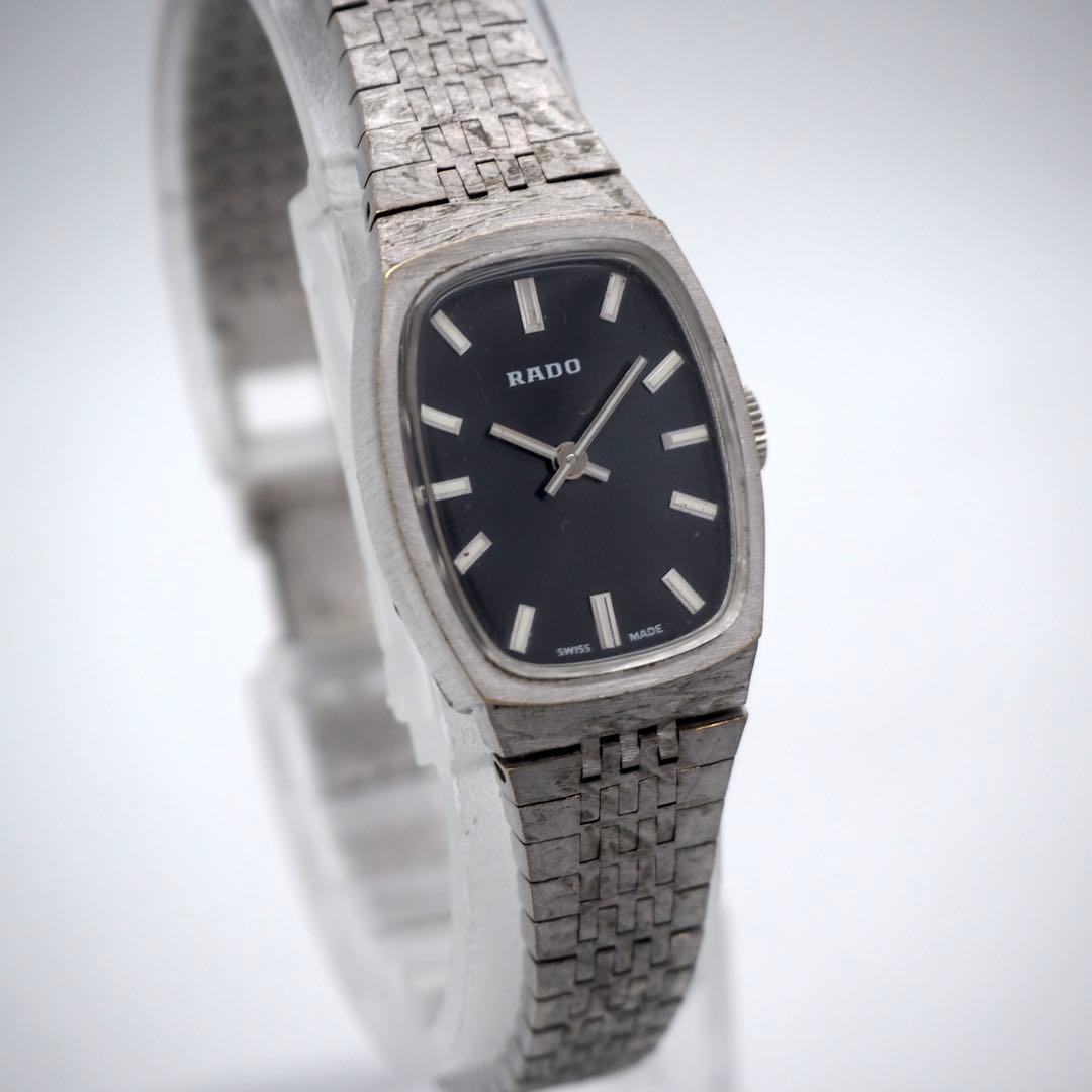 309 稼働 RADO レディース 時計 手巻き シルバー ブラック ラドー
