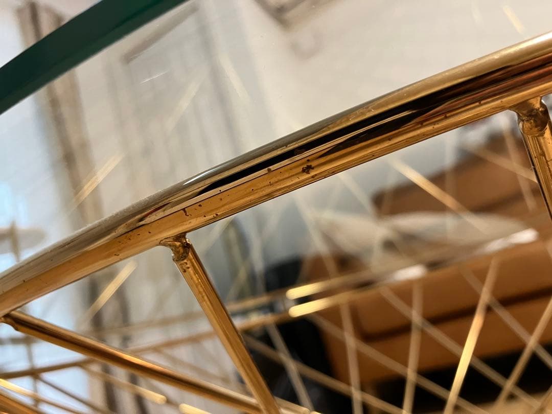 Francfranc マーリアコーヒーテーブル クリア×ゴールド 直径80cm