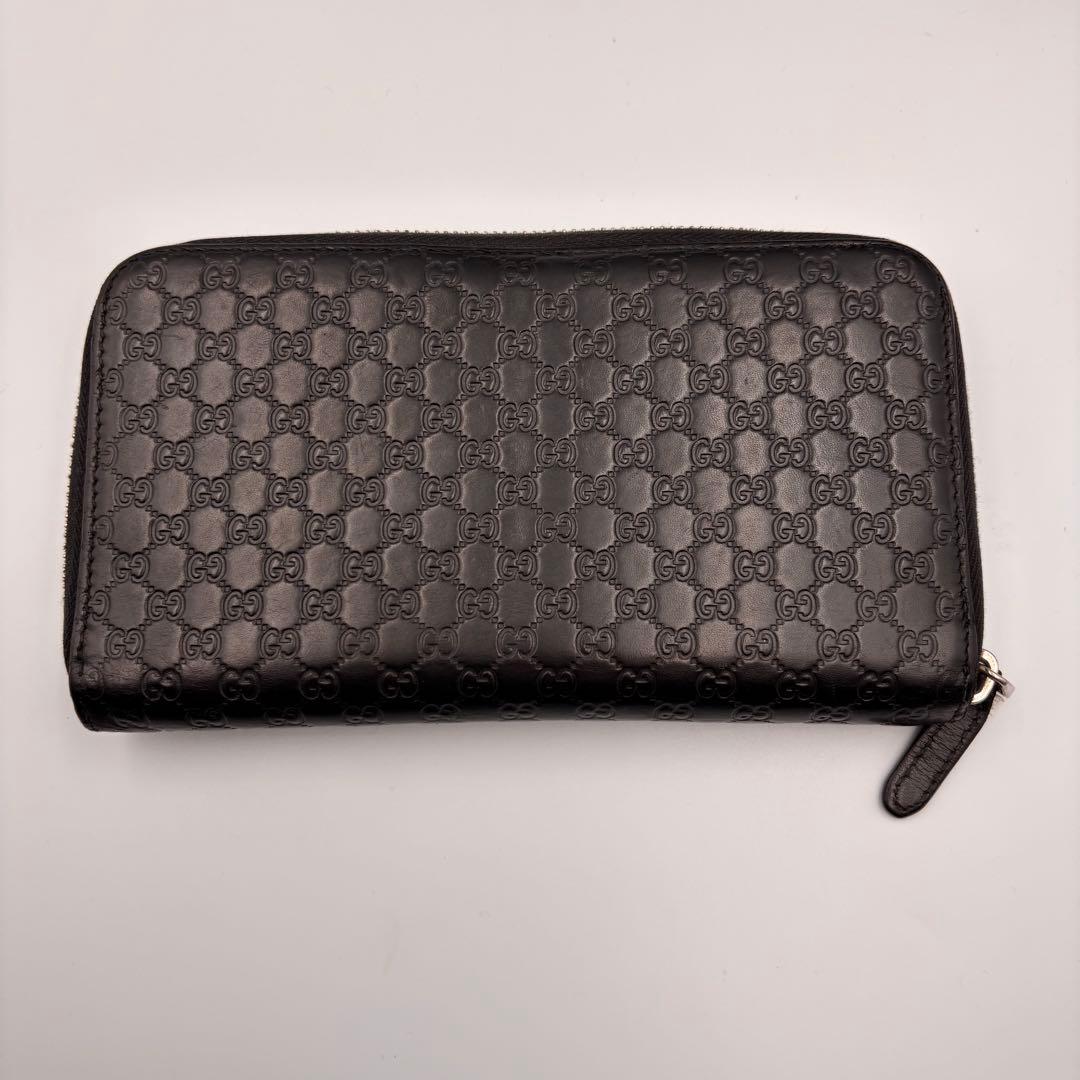 【付属品完備】GUCCI グッチ 長財布 黒 マイクロシマ ラウンドファスナー