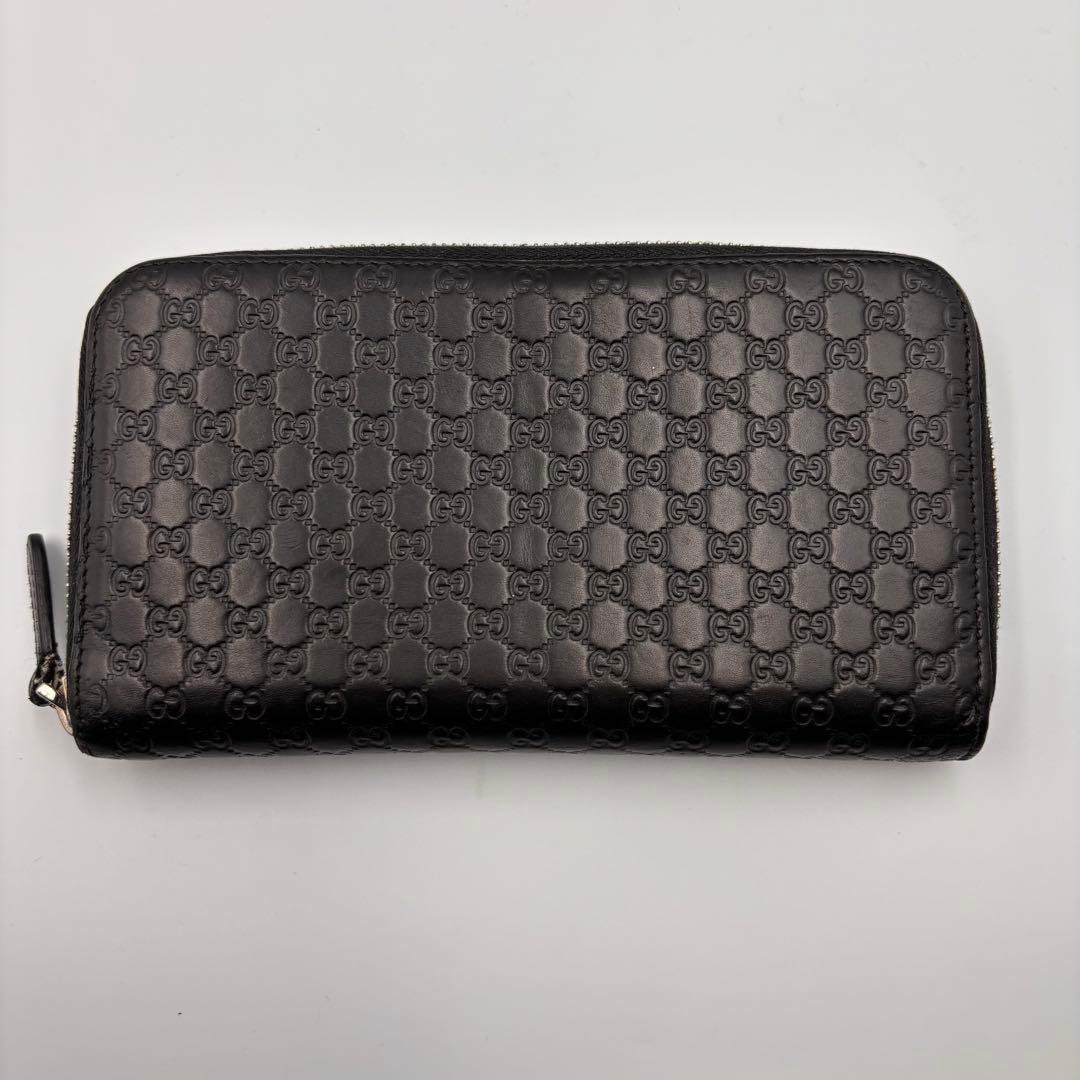 【付属品完備】GUCCI グッチ 長財布 黒 マイクロシマ ラウンドファスナー