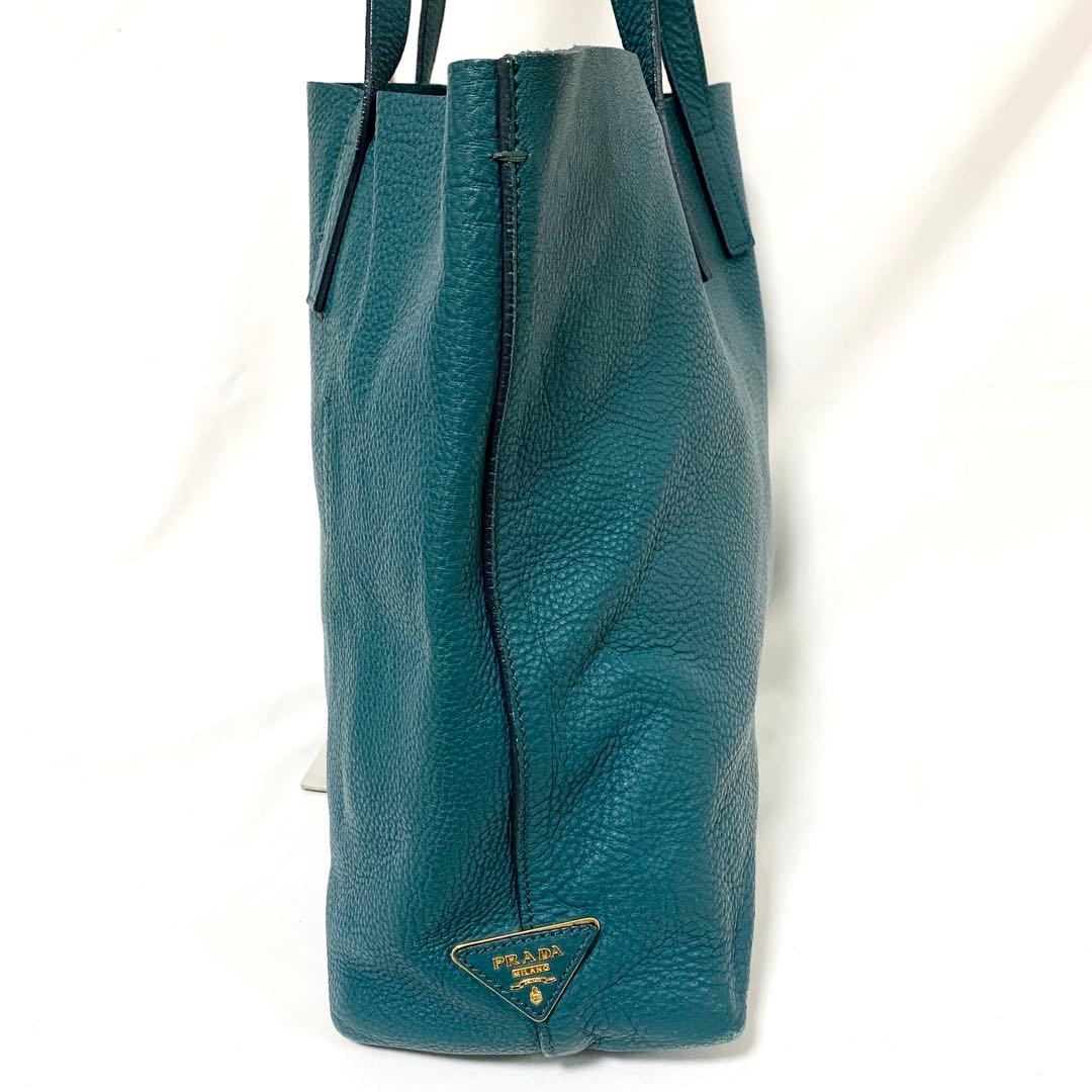 良品✨ プラダ　ヴィッテロダイノ　オールレザー　トートバッグ　肩掛け　ブルー系
