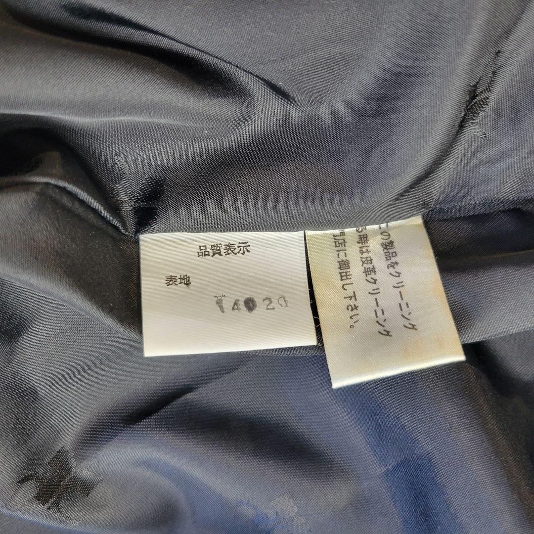 courreges クレージュ 日本製 レザーコートフード付 38 ブラック
