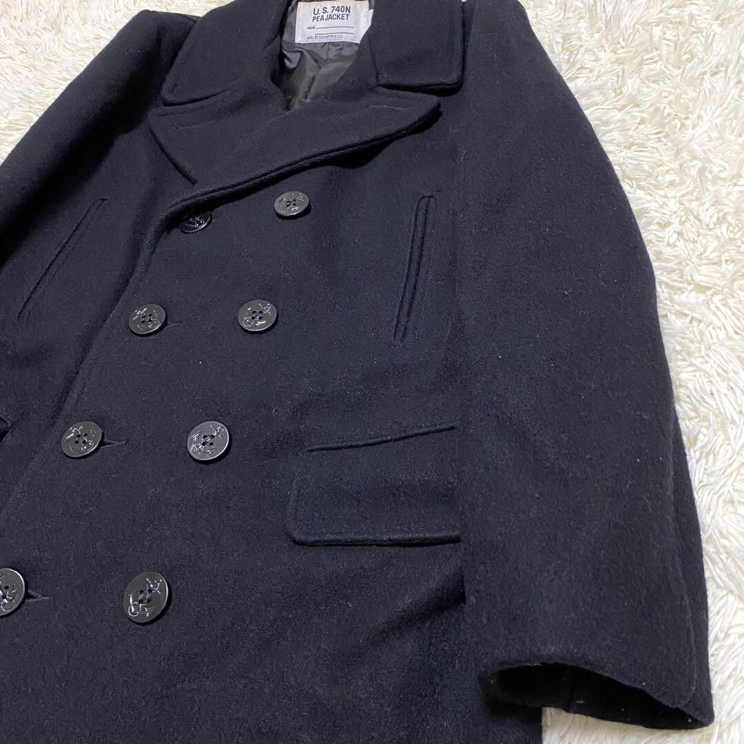【美品◦現行✨】schott メルトン 714US ダブルチェスターコート 黒L
