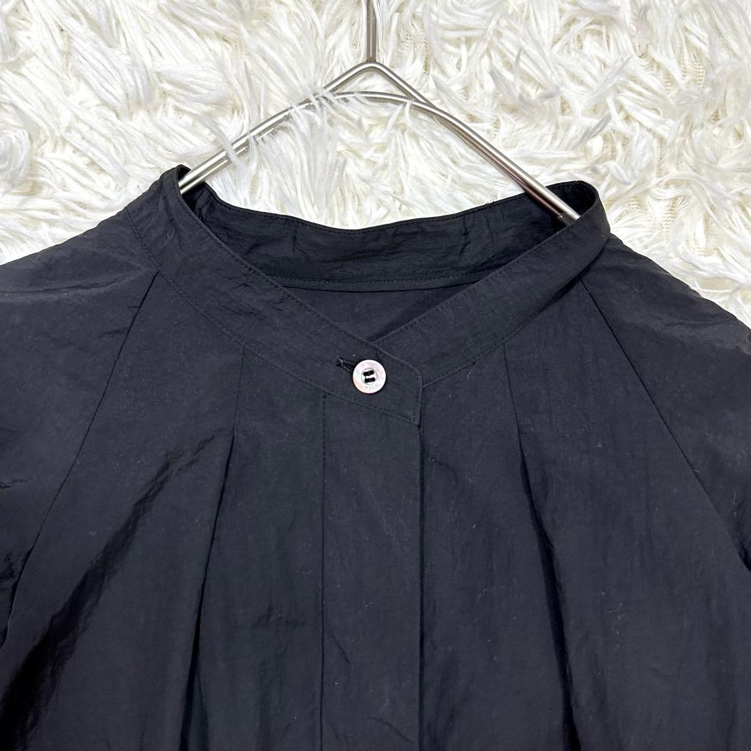 23年 美品 ルフィル ライトナイロンドレス フリル ボリュームスリーブ 黒