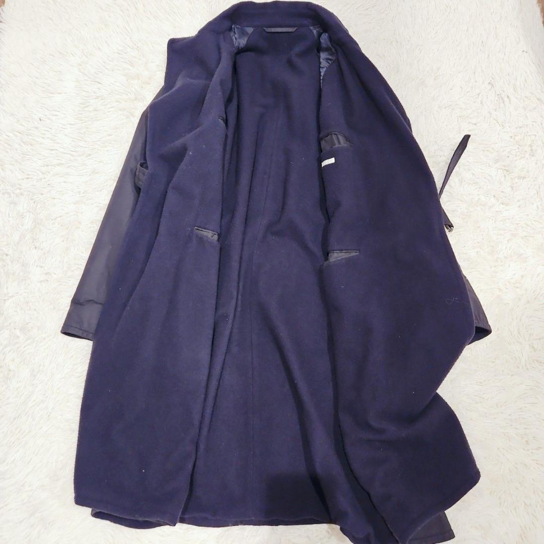 美品 サイズ2 15aw タイロッケンコート コモリ ウールナッピング 紺 黒