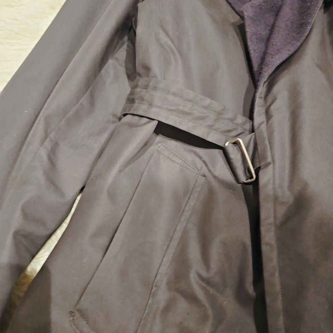 美品 サイズ2 15aw タイロッケンコート コモリ ウールナッピング 紺 黒