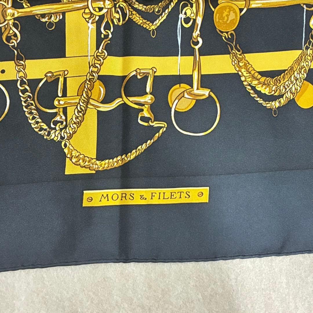 HERMES エルメス カレ90 MORS & FILETS スカーフ ネイビー
