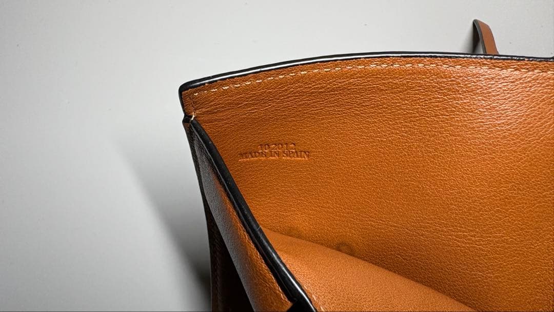 LOEWE ネイビー 二つ折り財布 コンパクトジップウォレット