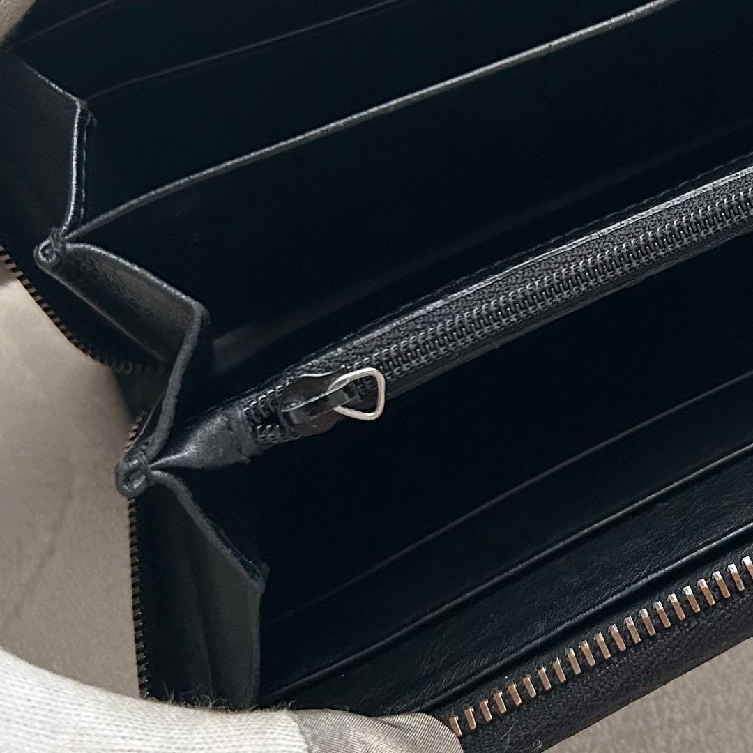 GUCCI グッチ 長財布 ラウンドファスナー シマ 黒