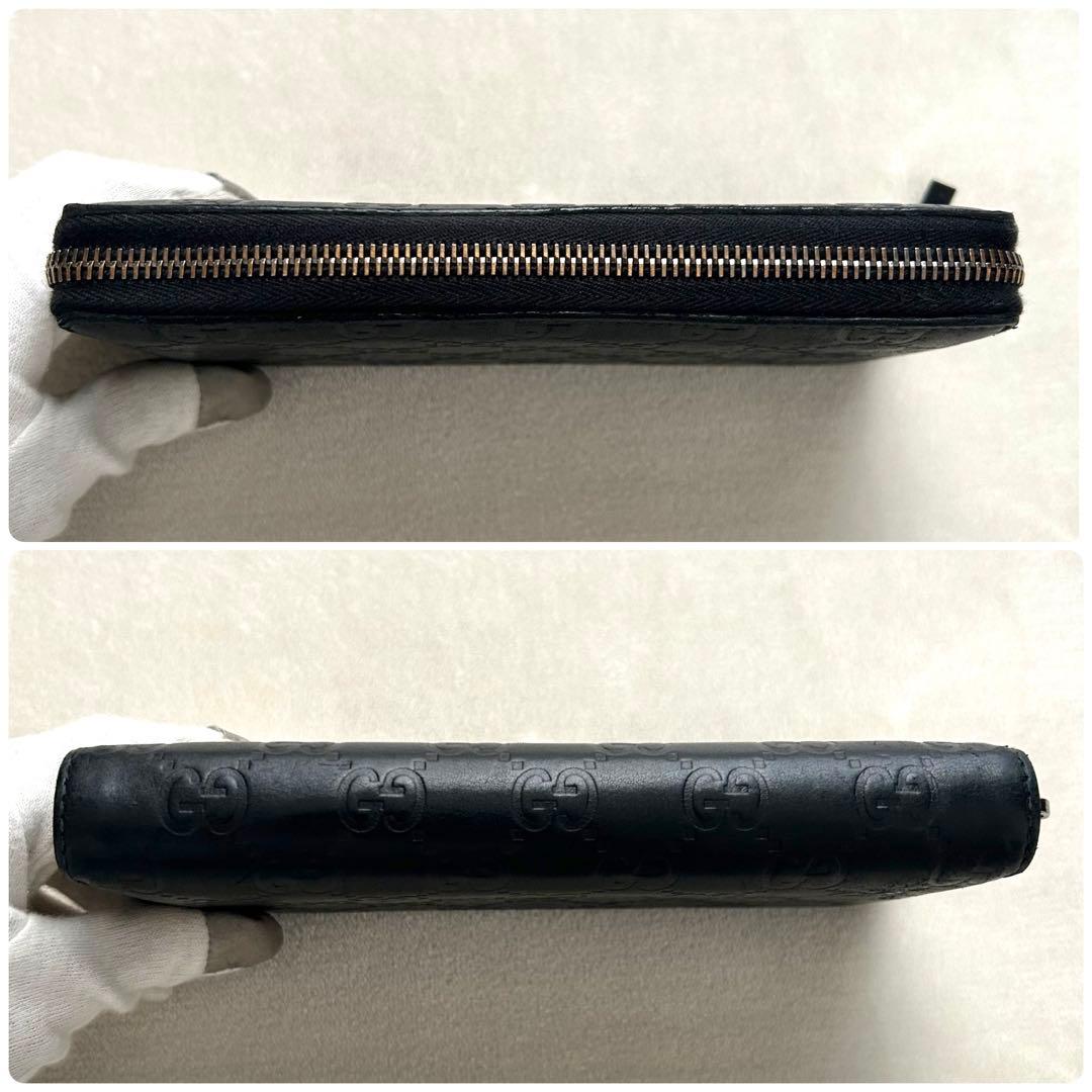 GUCCI グッチ 長財布 ラウンドファスナー シマ 黒