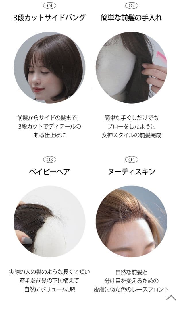 新品未使用手植えヌーディースキンフルウィッグ　ストレートレイクカット　ケアセット