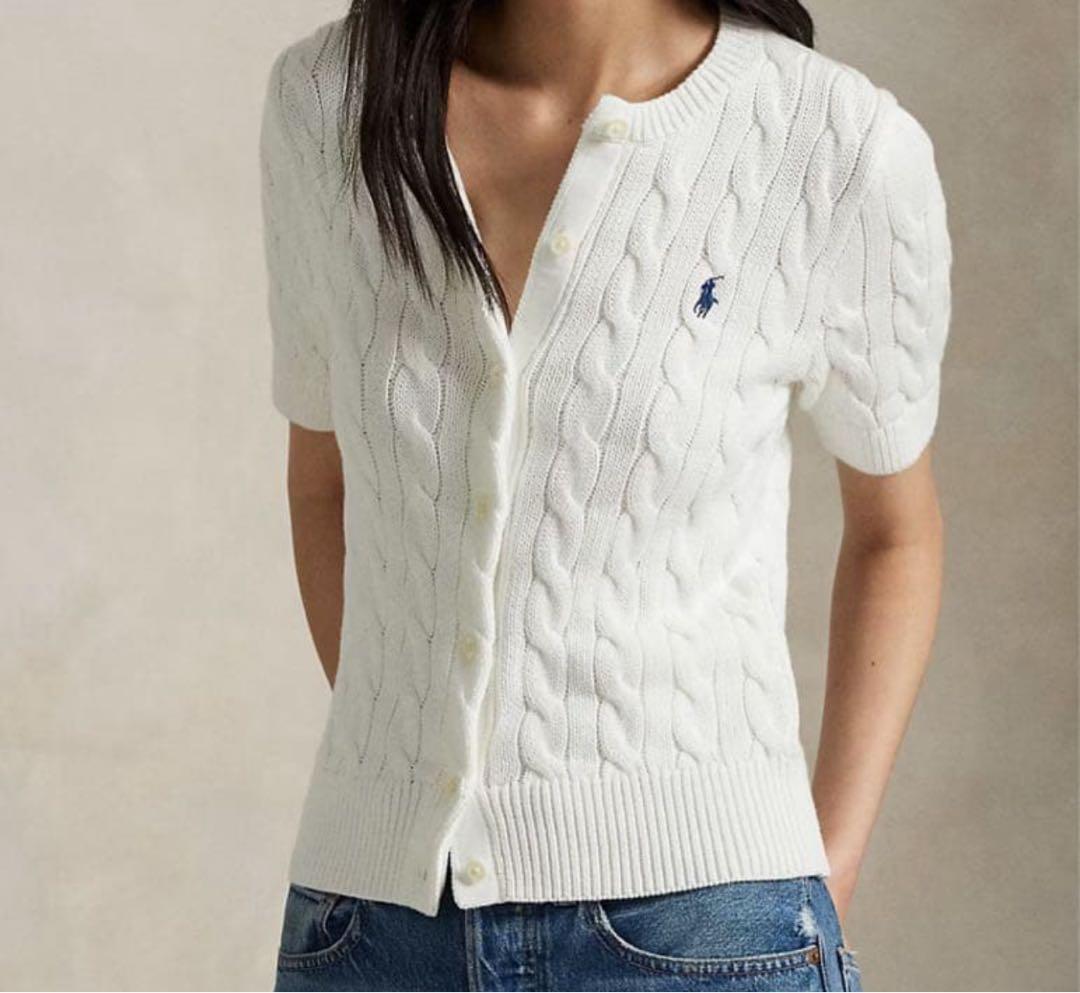 Polo By Ralph Lauren ケーブルニット カーディガン 白