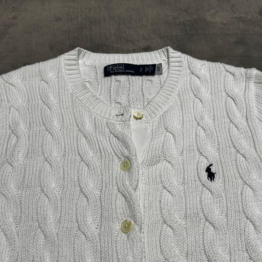 Polo By Ralph Lauren ケーブルニット カーディガン 白