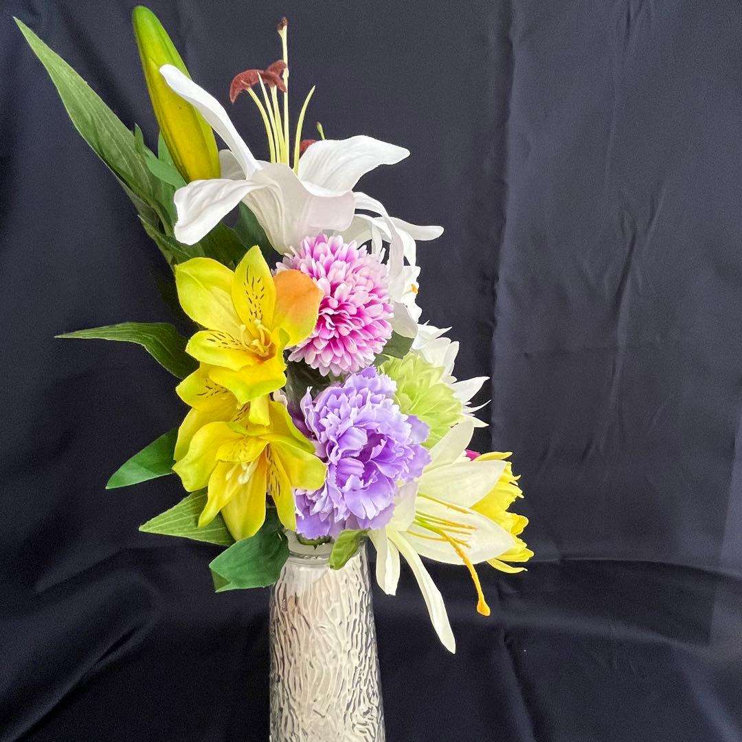 仏花 お供え花 お彼岸 お盆 お墓参り 仏壇 50cm 白 紫 ゆり 特大118