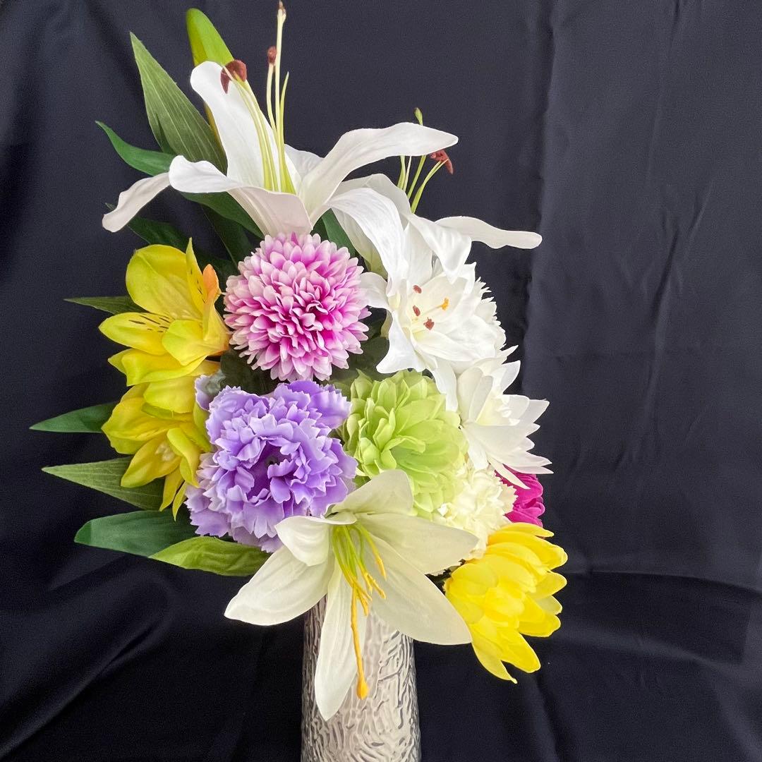 仏花 お供え花 お彼岸 お盆 お墓参り 仏壇 50cm 白 紫 ゆり 特大118