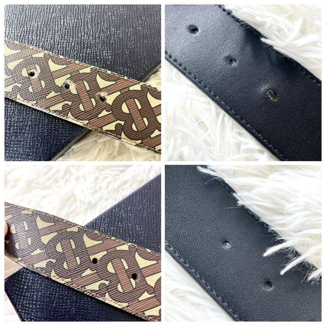 バーバリー　BURBERRY メンズ　ベルト　TBバックル　シルバー　総柄