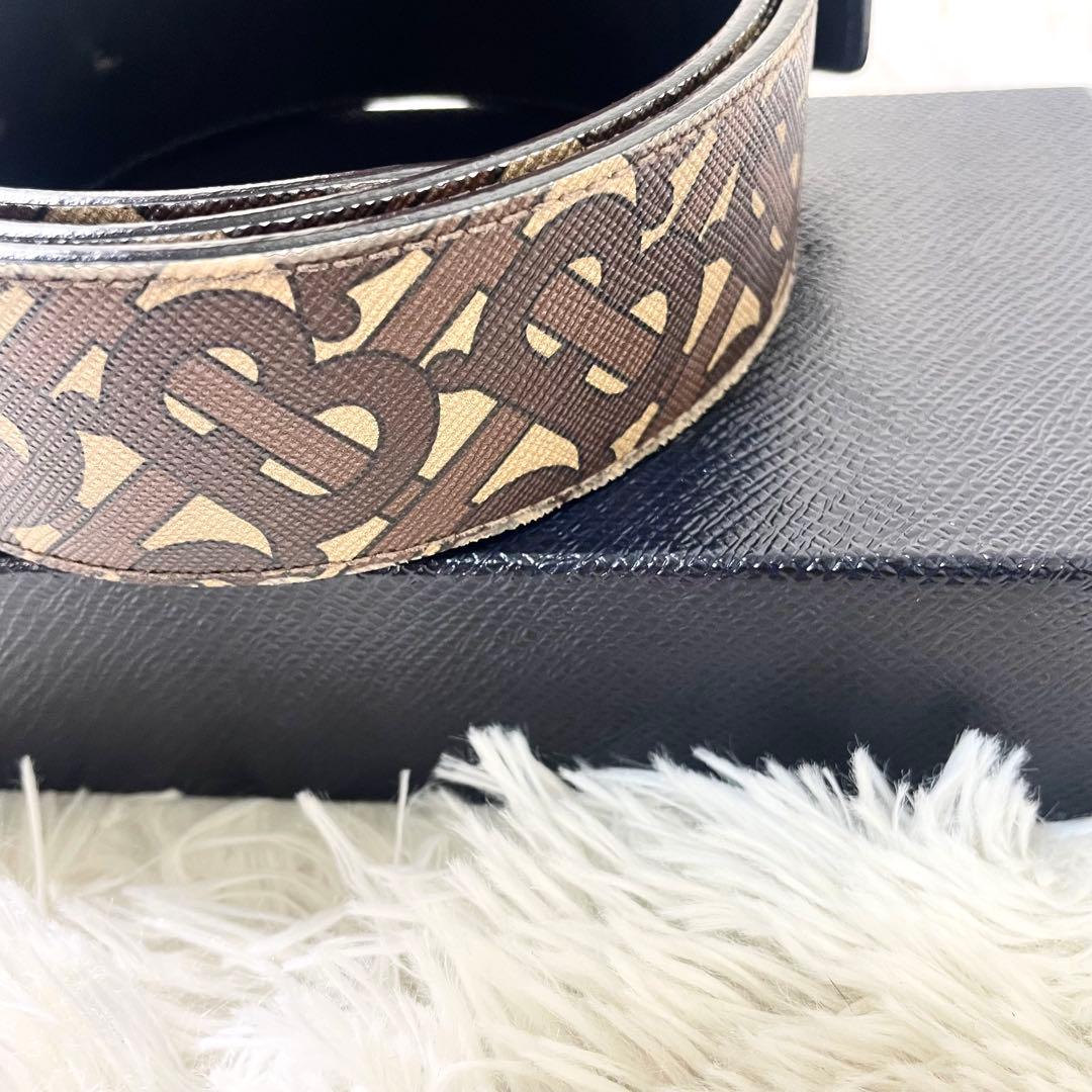 バーバリー　BURBERRY メンズ　ベルト　TBバックル　シルバー　総柄