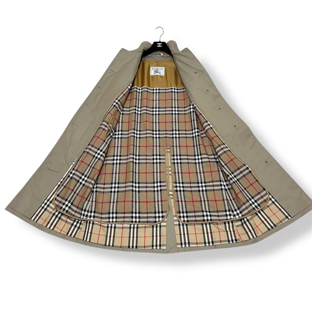 極美品✨希少バーバリー 白タグ ノバチェックステンカラーコート 玉虫色 ベルト