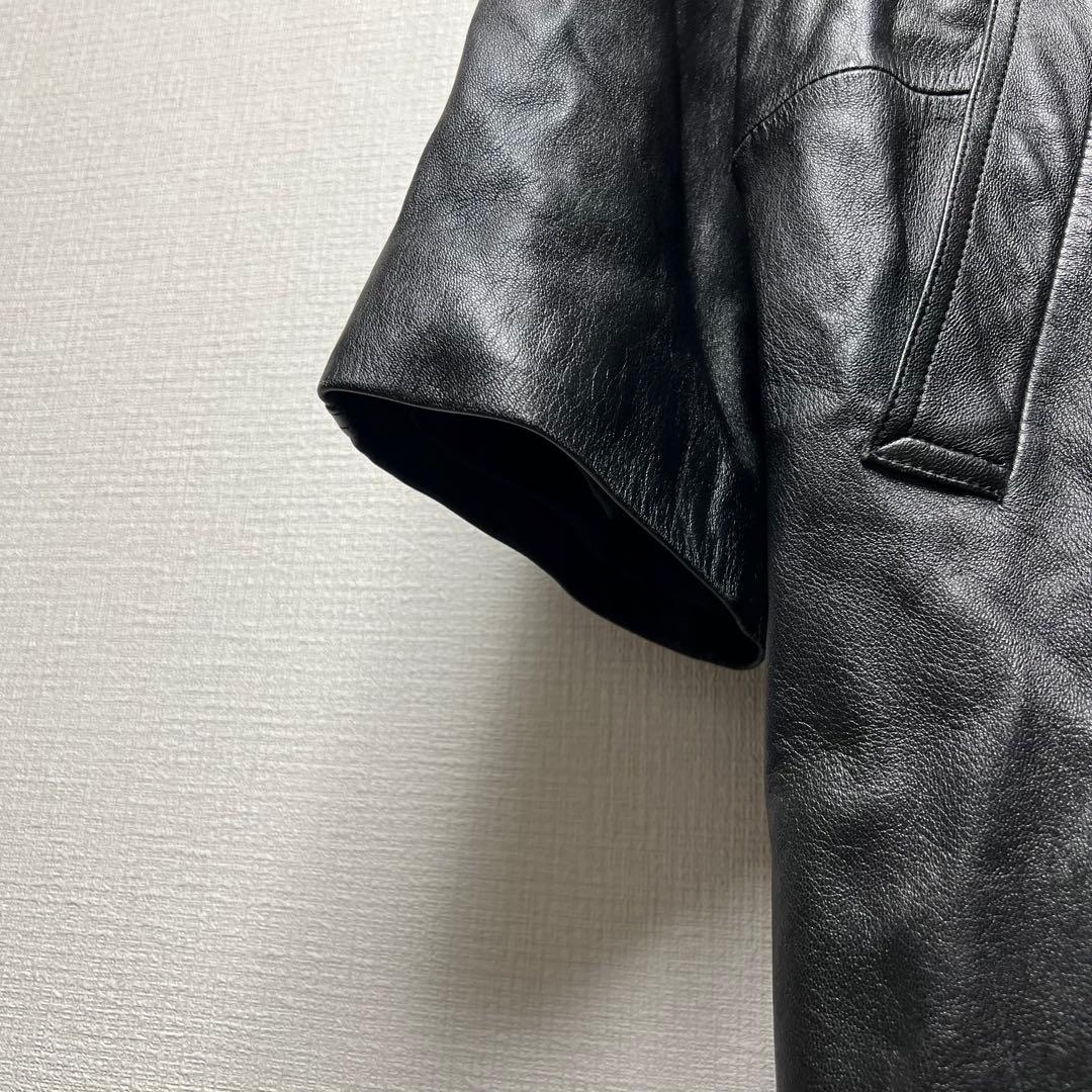 極上オールレザー✨ ラムレザーロングコート アウター 羊革 本革 メンズ モード