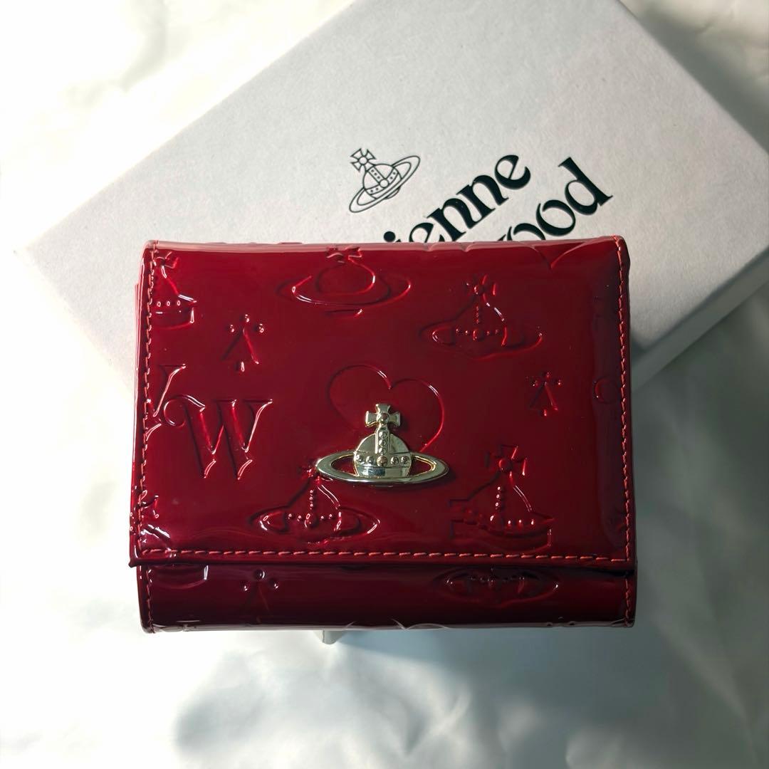 Vivienne Westwood 三つ折財布 エナメル レッド がま口 オーブ