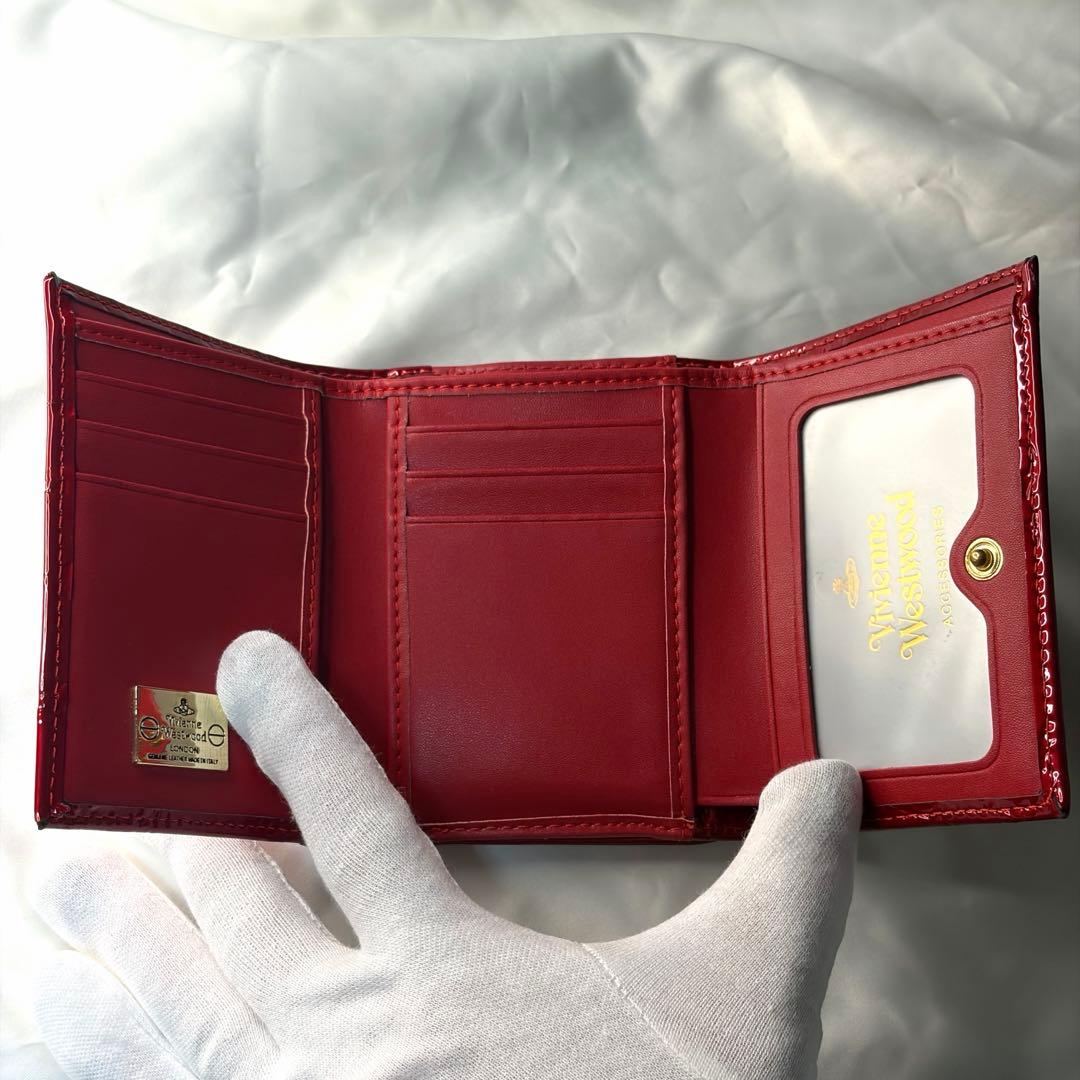 Vivienne Westwood 三つ折財布 エナメル レッド がま口 オーブ