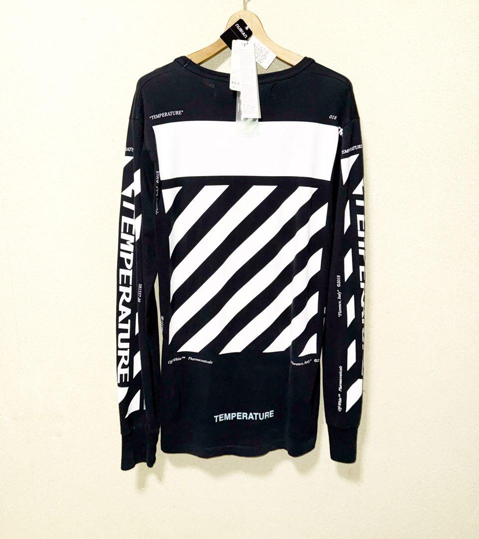 【タグ完備】OFF-WHITE 18SS 総柄プリントロンT Mサイズ