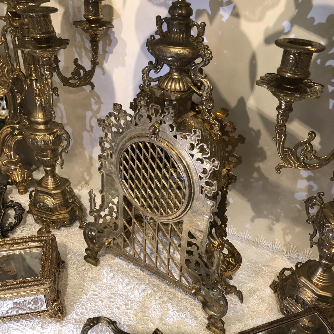 イタリア製　置き時計・燭台（3点セット）　IM-137