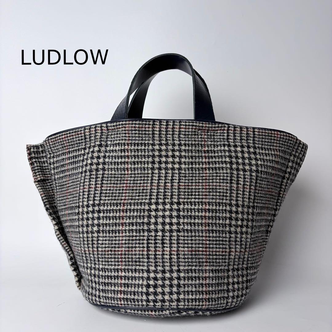 【美品】ラドロー　LUDLOW　ウール　ツイード　グレンチェック　トートバック