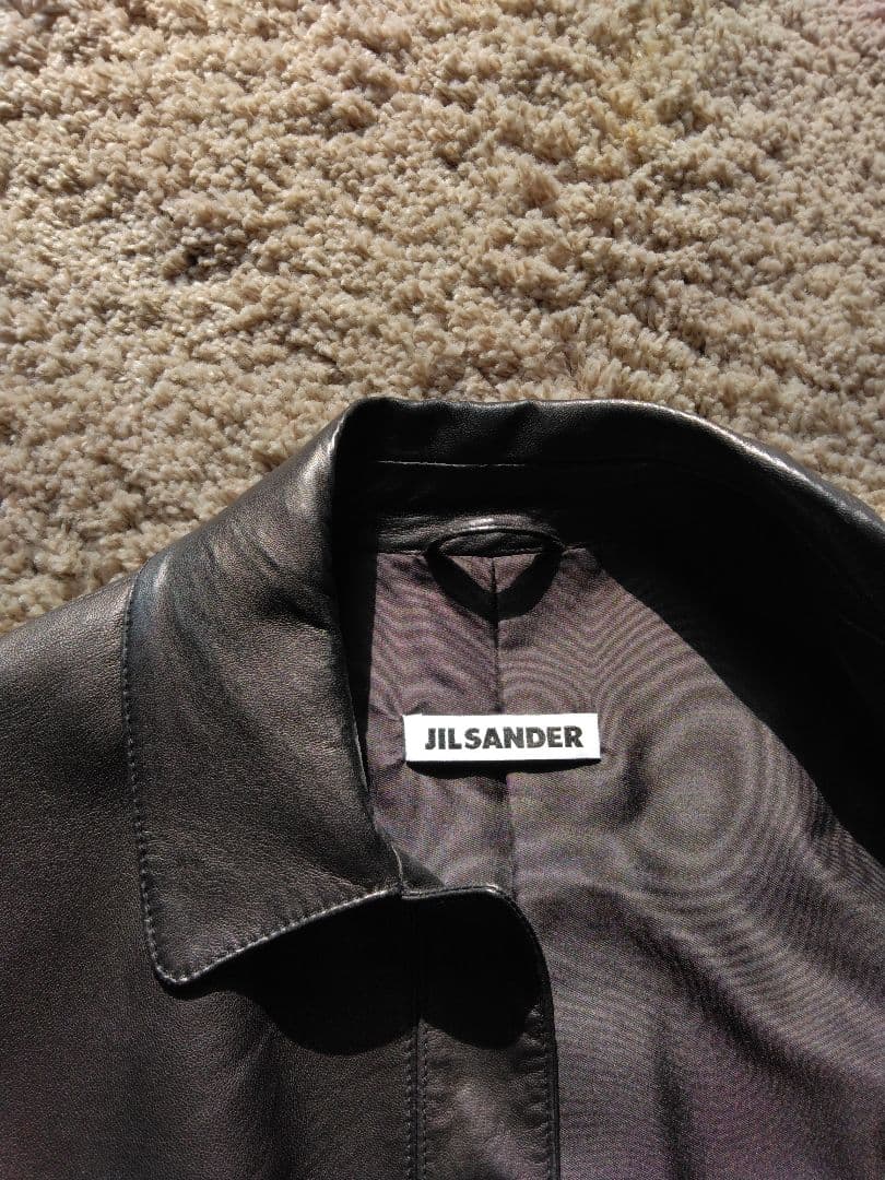 JIL SANDER ブラック レザーコート 34