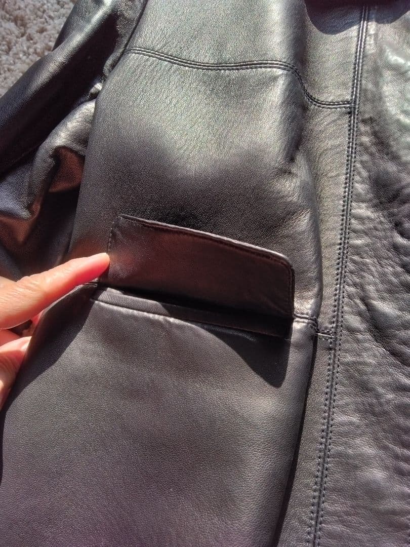 JIL SANDER ブラック レザーコート 34