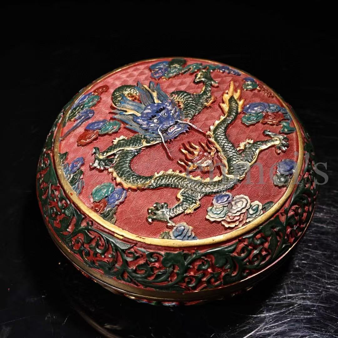 中国古美術・清代宮廷風 花絲鎏金×景泰藍 星光宝石リング 10個セット・圆箱付