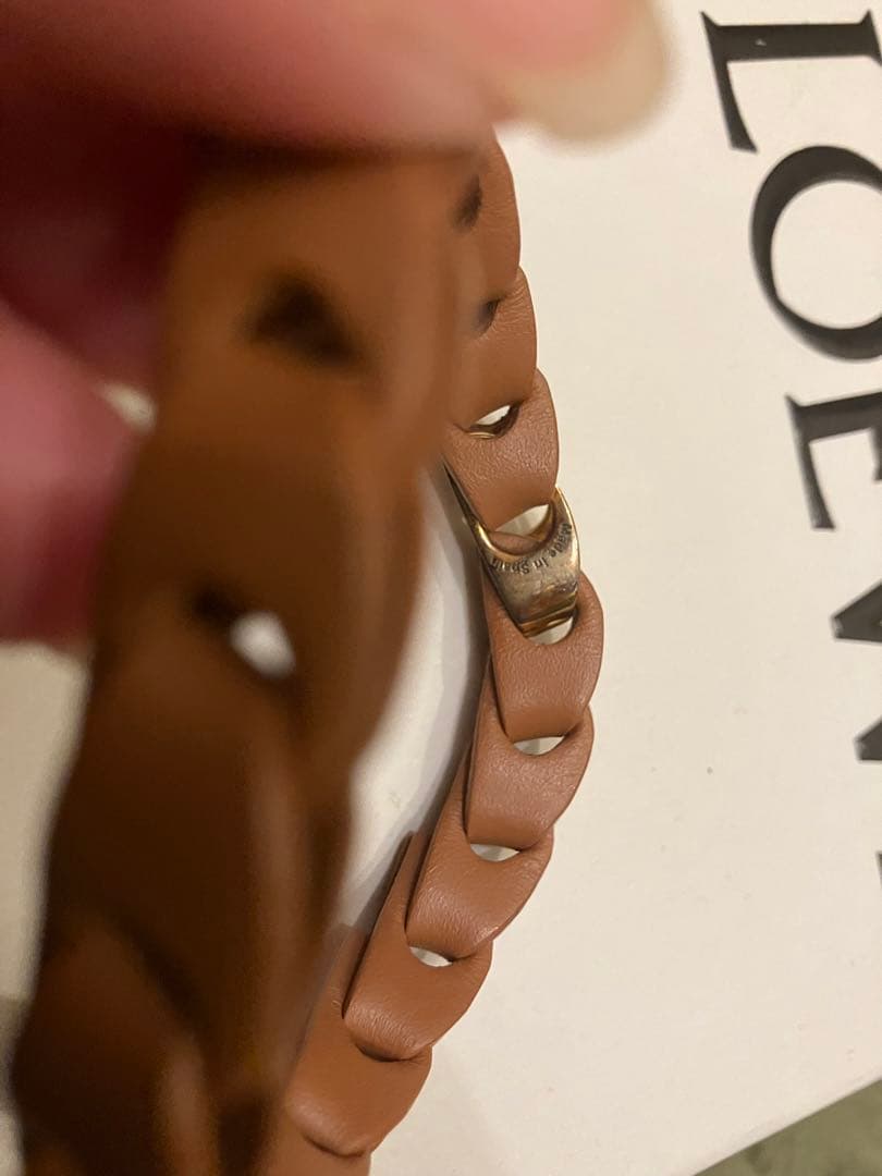 LOEWE ウーブン　ブラウンレザー 編み込みブレスレット