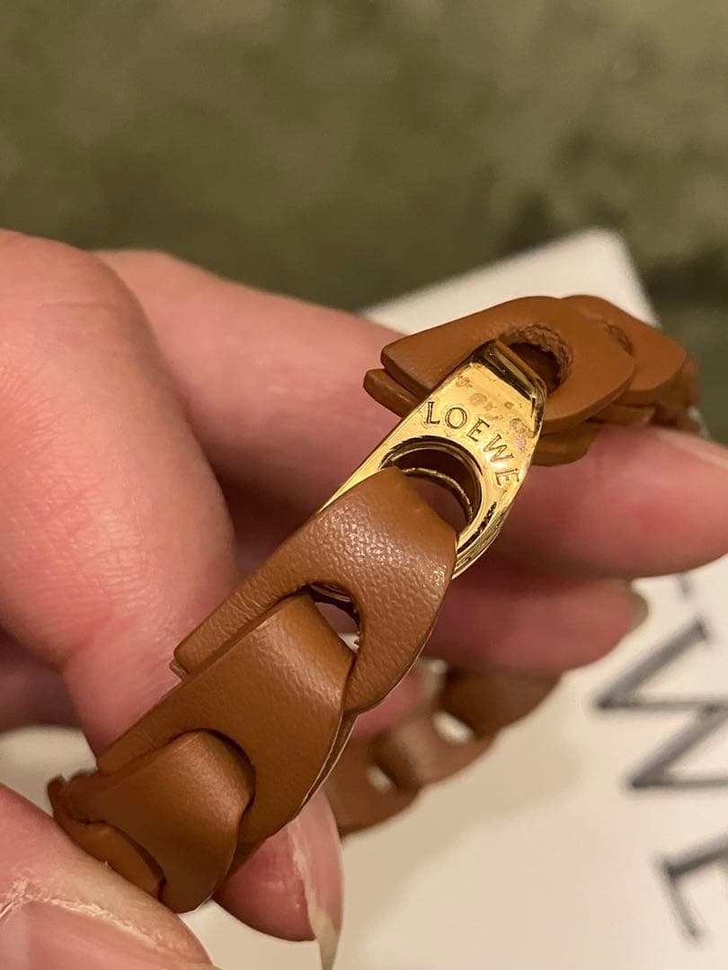LOEWE ウーブン　ブラウンレザー 編み込みブレスレット