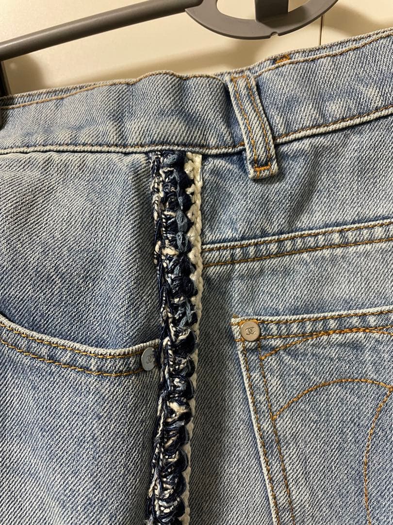 CHANEL シャネル ココステッチ ツイードラインデニムパンツ