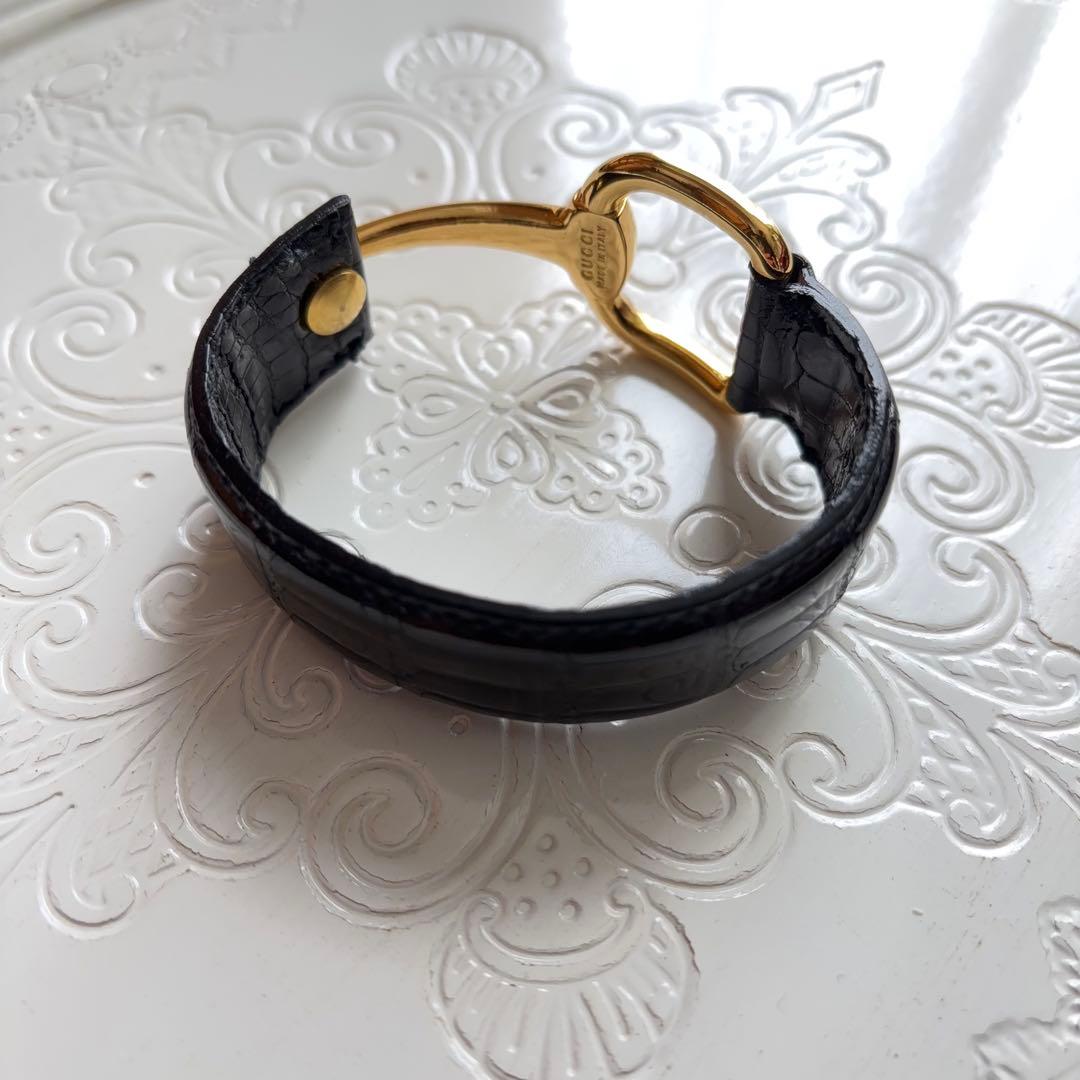 【レア美品ヴィンテージ】GUCCI ホースビット ブレスレット バングル レザー